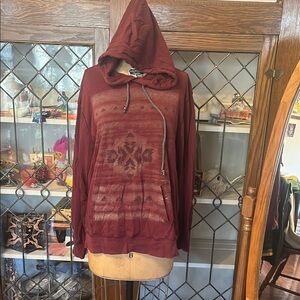 American Eagle Outfitters Maroon Red Hooded Sweatshirt